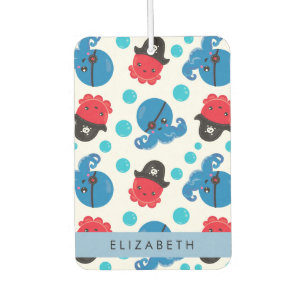 Pirate Octopus, Octopus Pattern, Sea, Your Name Car Air Freshener