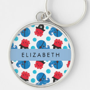 Pirate Octopus, Octopus Pattern, Sea, Your Name Ke Key Ring