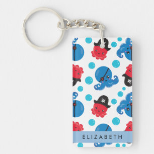 Pirate Octopus, Octopus Pattern, Sea, Your Name Key Ring