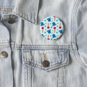 Pirate Octopus, Pirate Jellyfish, Sea Animals 6 Cm Round Badge