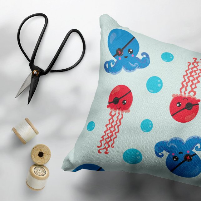 Pirate Octopus, Pirate Jellyfish, Sea Animals Decorative Cushion (Creator Uploaded)