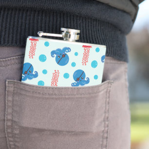 Pirate Octopus, Pirate Jellyfish, Sea Animals Hip Flask