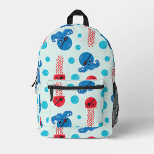Pirate Octopus, Pirate Jellyfish, Sea Animals Printed Backpack