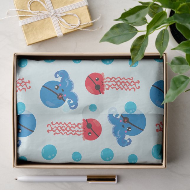 Pirate Octopus, Pirate Jellyfish, Sea Animals Tissue Paper (Gift)