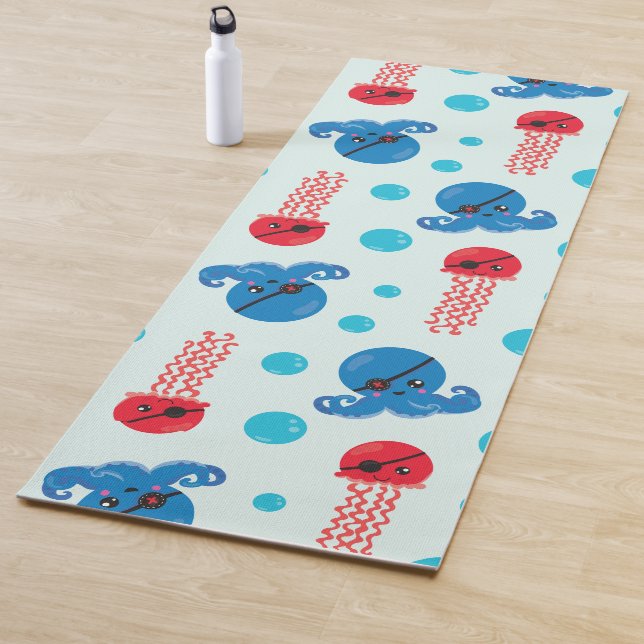Pirate Octopus, Pirate Jellyfish, Sea Animals Yoga Mat (In Situ)