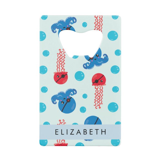 Pirate Octopus, Pirate Jellyfish, Sea, Your Name (Front)