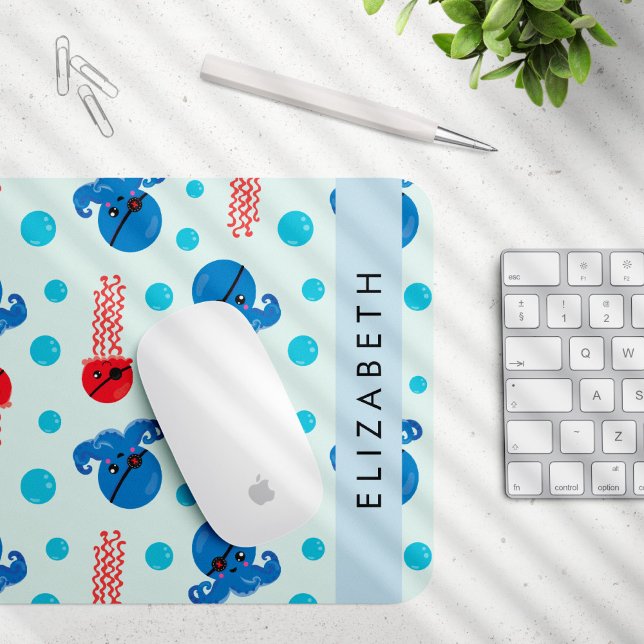 Pirate Octopus, Pirate Jellyfish, Sea, Your Name Mouse Pad (Creator Uploaded)