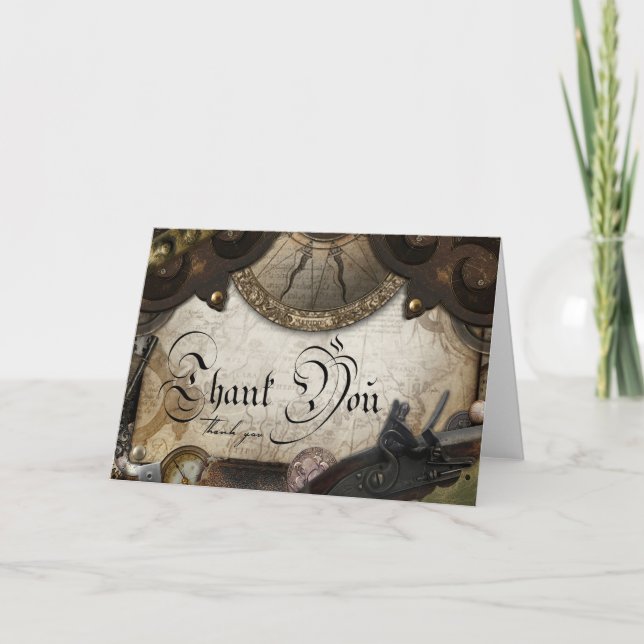 Pirate Old World Themed Thank You Card (Front)