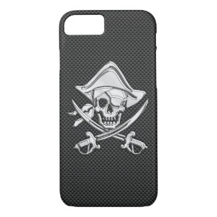 Pirate on Black Carbon Fibre Style iPhone 8/7 Case