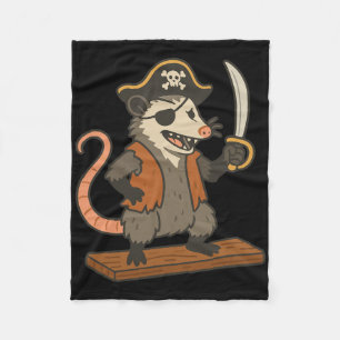 Pirate Opossum Funny Halloween Costume Possum Love Fleece Blanket