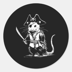 Pirate Opossum Funny Trash Cat Possum Meme Classic Round Sticker