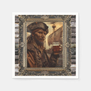 Pirate Painting Man Cave Cigar Beverage Bar Napkin