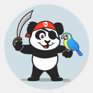 Pirate Panda Classic Round Sticker