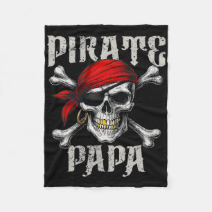 Pirate Papa Jolly Roger Flag And Skull Crossbones Fleece Blanket