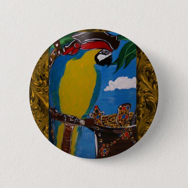 Pirate Parrot 6 Cm Round Badge (Front)