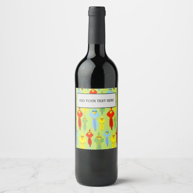 Pirate Parrot Bird Lovers Tropical Summer Animals Wine Label (Front)