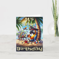 Pirate Parrot Birthday Card – Tropical Fun Vibes