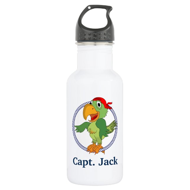 Pirate Parrot Monogrammed Nautical 532 Ml Water Bottle (Front)