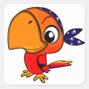 Pirate Parrot Square Sticker