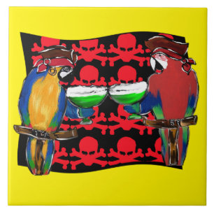 PIRATE PARROTS CERAMIC TILE