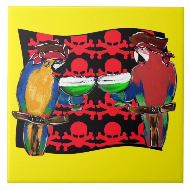 PIRATE PARROTS CERAMIC TILE (Front)