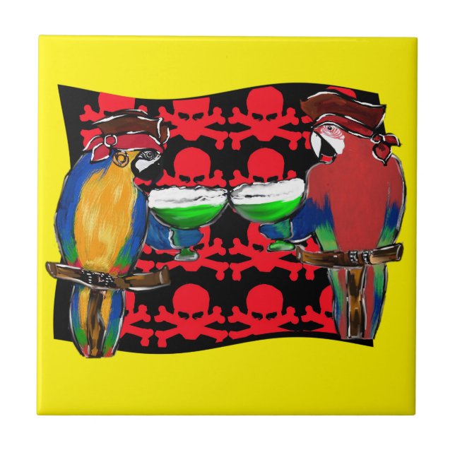 Pirate Parrots Ceramic Tile (Front)