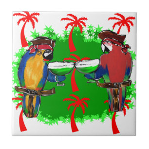 PIRATE PARROTS CERAMIC TILE
