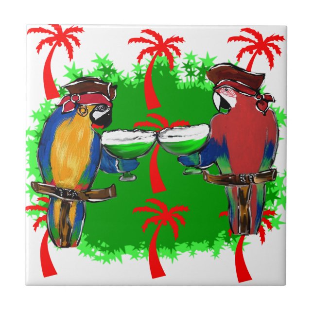 PIRATE PARROTS CERAMIC TILE (Front)
