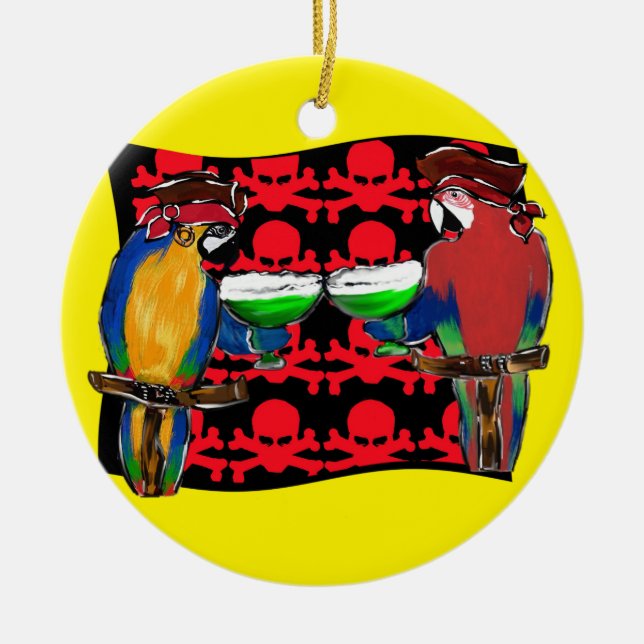 PIRATE PARROTS CERAMIC TREE DECORATION (Front)