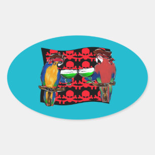 Pirate Parrots Oval Sticker