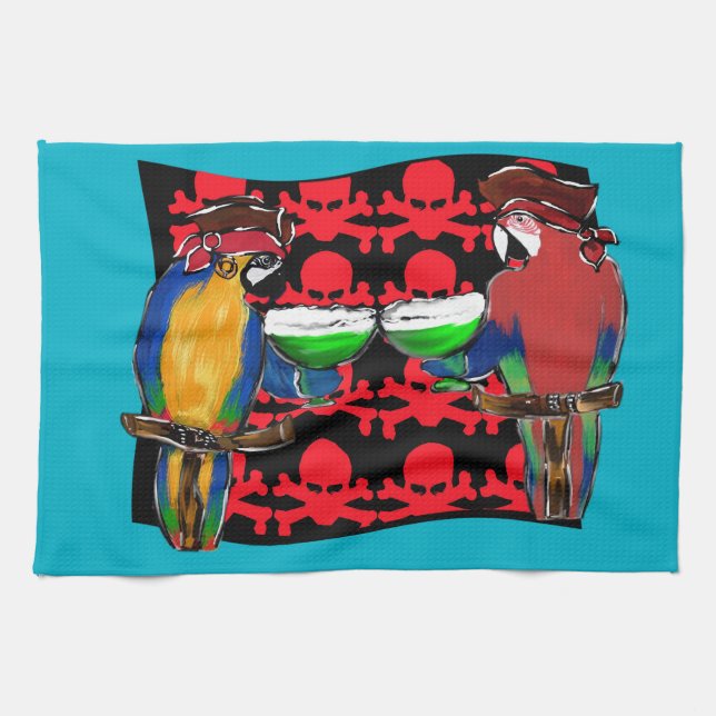 Pirate Parrots Tea Towel (Horizontal)