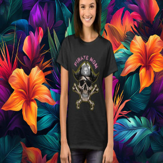 Pirate Party Adult  Skull Captain Cross Bones Mum T-Shirt