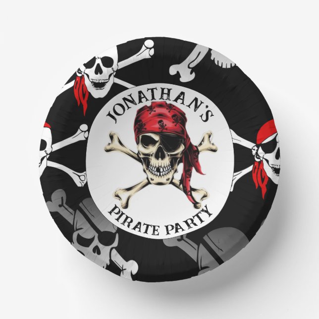 PIRATE Party AND CROSS BONES  Paper Plate (Front)