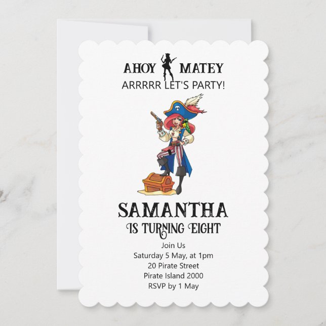 Pirate Party Birthday Girl Treasure Invitation (Front)