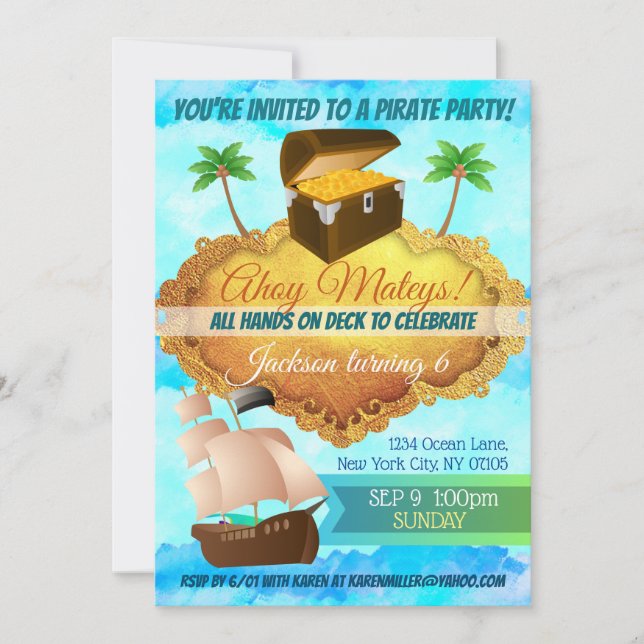 Pirate Party Birthday Invitations (Front)