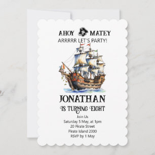 Pirate Party Birthday Ship Invitation