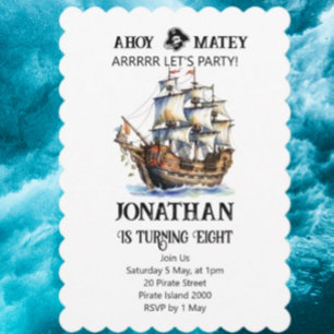 Pirate Party Birthday Ship Invitation