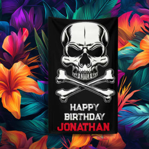 Pirate Party Birthday Ship's Skull  Banner