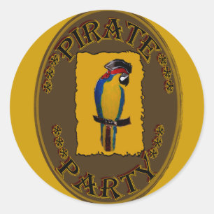 PIRATE PARTY CLASSIC ROUND STICKER