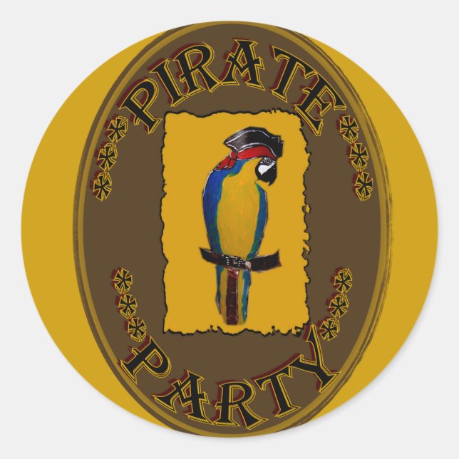 PIRATE PARTY CLASSIC ROUND STICKER (Front)