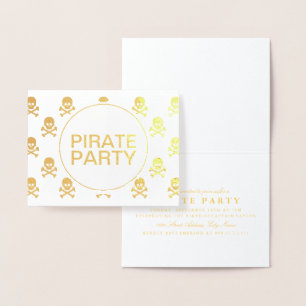 Pirate Party Gold Foil Skull Stripe Card