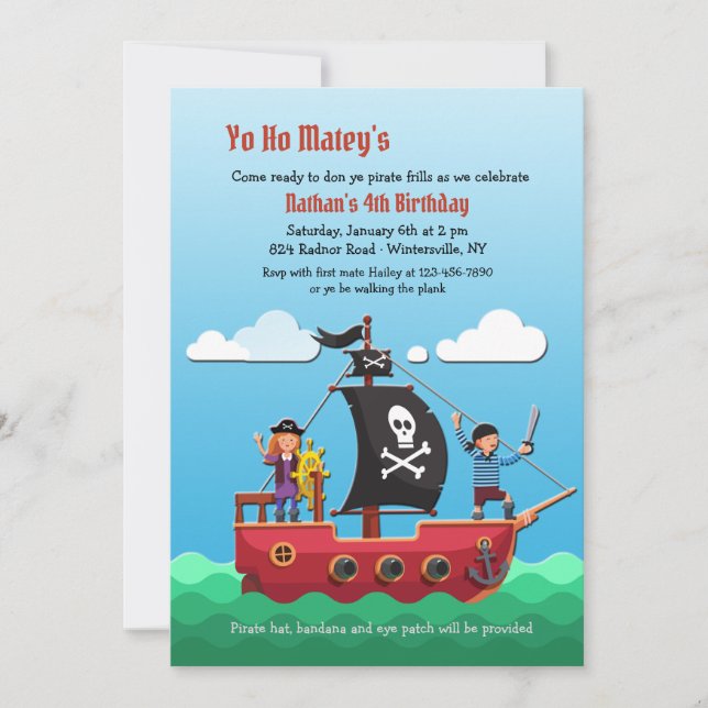 Pirate Party Invitations (Front)