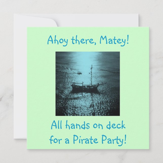 Pirate Party Invitations blue (Front)