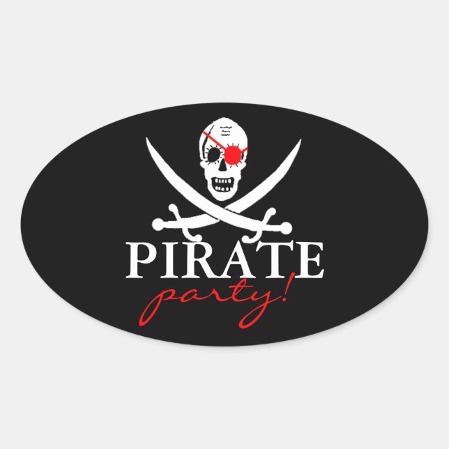 Pirate Party Oval Sticker (Front)