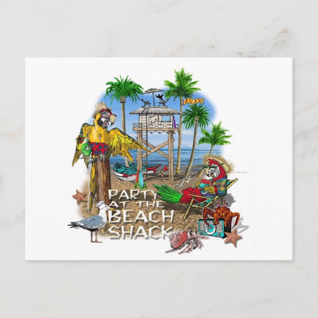 Pirate Party Parrots Party Invitation Postcard (Front)