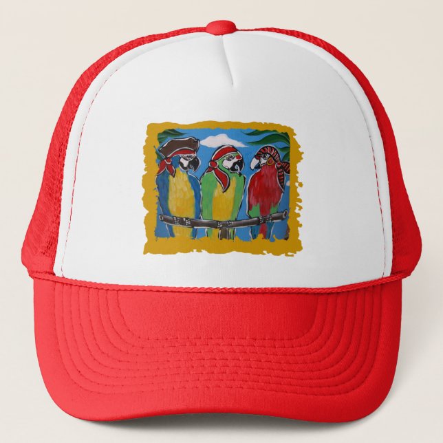 Pirate Party  Parrots Trucker Hat (Front)