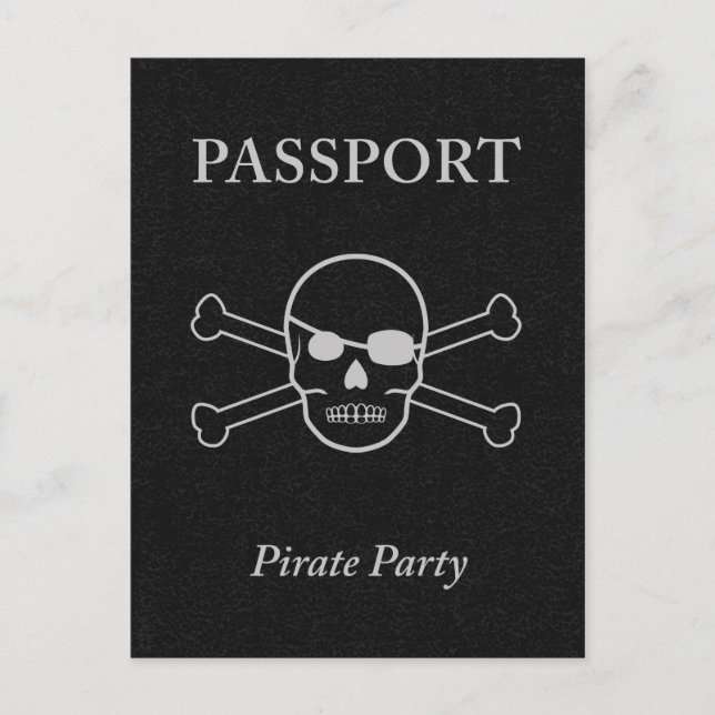 pirate party passport invitation postcard (Front)