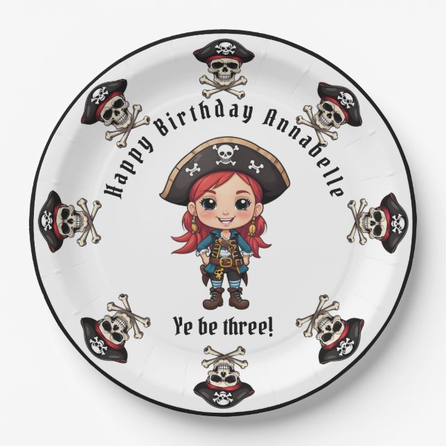 Pirate Party Personalise Paper Plate (Front)