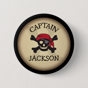 Pirate Party Personalised Captain Button