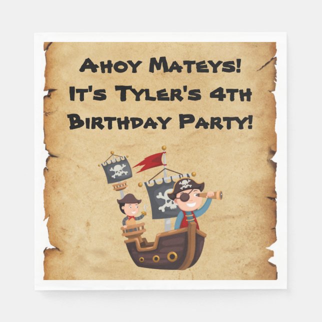 Pirate Party Personalised Napkins (Front)